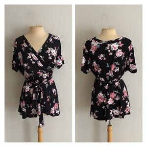 Torrid black faux wrap blouse